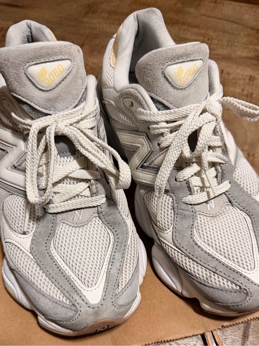 New Balance White and Light Gray Men's Athletic Sneakers